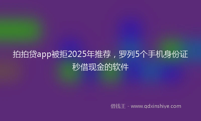 拍拍贷app被拒2025年推荐，罗列5个手机身份证秒借现金的软件