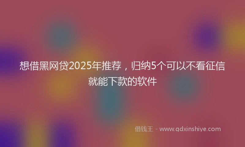 想借黑网贷2025年推荐，归纳5个可以不看征信就能下款的软件