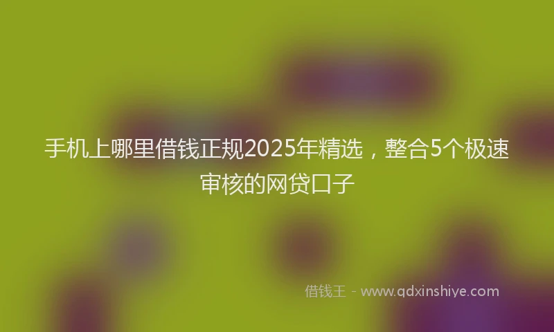 手机上哪里借钱正规2025年精选，整合5个极速审核的网贷口子
