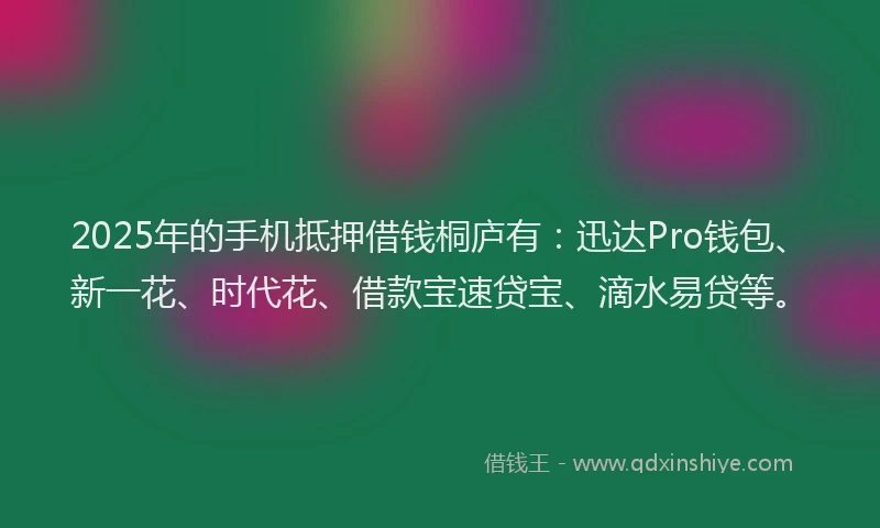 2025年的手机抵押借钱桐庐有：迅达Pro钱包、新一花、时代花、借款宝速贷宝、滴水易贷等。