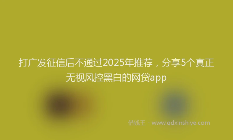 打广发征信后不通过2025年推荐，分享5个真正无视风控黑白的网贷app