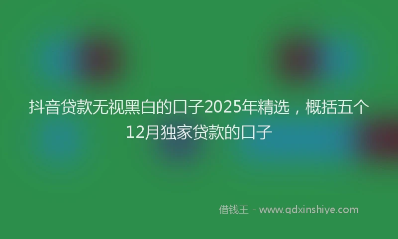 抖音贷款无视黑白的口子2025年精选，概括五个12月独家贷款的口子