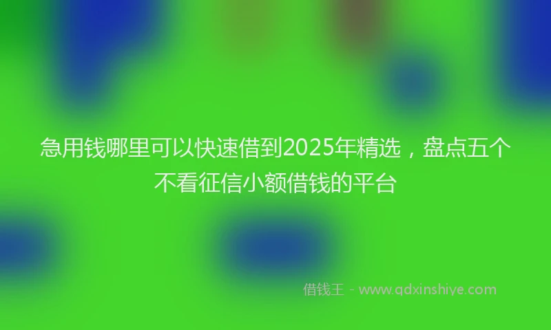 急用钱哪里可以快速借到2025年精选，盘点五个不看征信小额借钱的平台