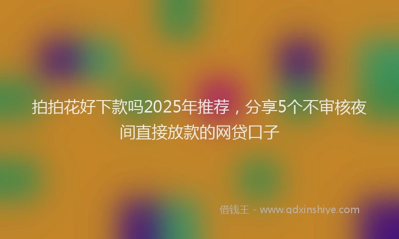 拍拍花好下款吗2025年推荐，分享5个不审核夜间直接放款的网贷口子
