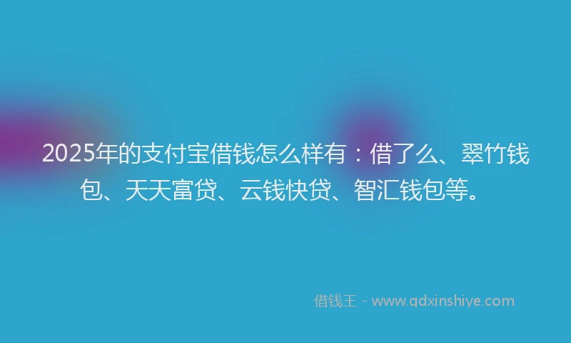 2025年的支付宝借钱怎么样有：借了么、翠竹钱包、天天富贷、云钱快贷、智汇钱包等。