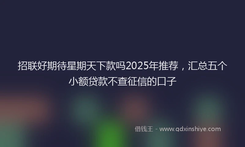 招联好期待星期天下款吗2025年推荐，汇总五个小额贷款不查征信的口子