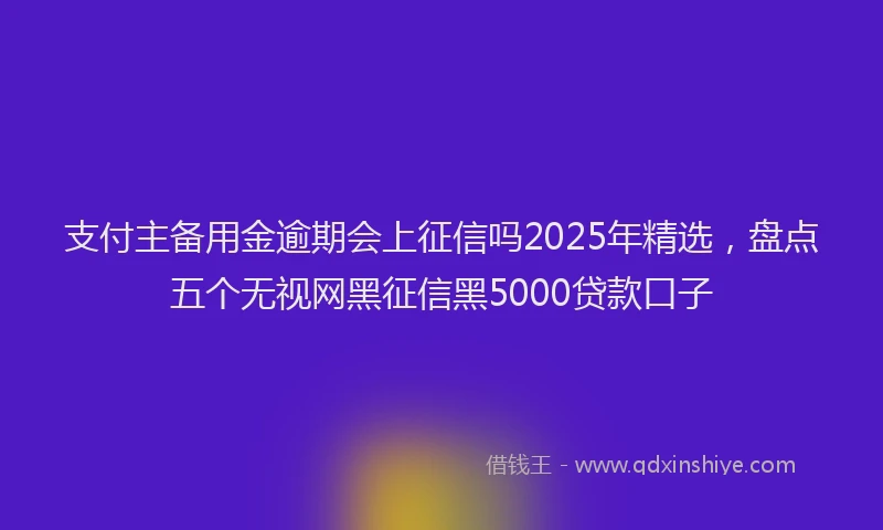 支付主备用金逾期会上征信吗2025年精选，盘点五个无视网黑征信黑5000贷款口子