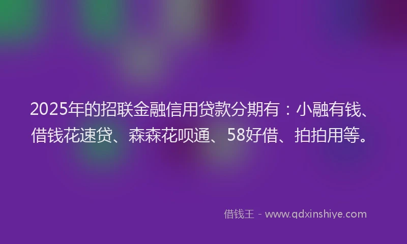 2025年的招联金融信用贷款分期有：小融有钱、借钱花速贷、森森花呗通、58好借、拍拍用等。
