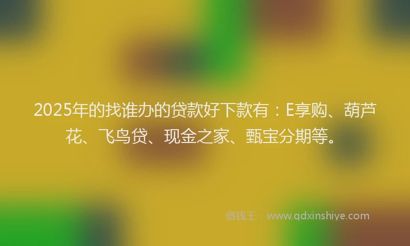 2025年的找谁办的贷款好下款有：E享购、葫芦花、飞鸟贷、现金之家、甄宝分期等。