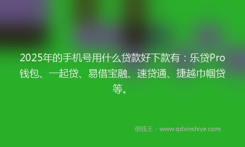2025年的手机号用什么贷款好下款有：乐贷Pro钱包、一起贷、易借宝融、速贷通、捷越巾帼贷等。