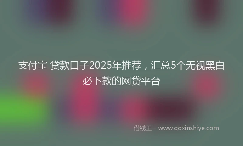 支付宝 贷款口子2025年推荐，汇总5个无视黑白必下款的网贷平台