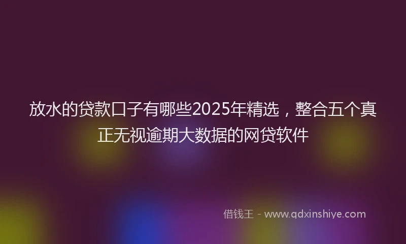 放水的贷款口子有哪些2025年精选，整合五个真正无视逾期大数据的网贷软件
