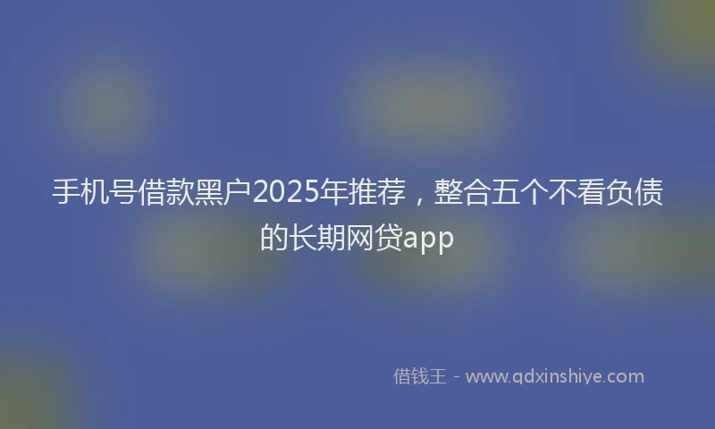 手机号借款黑户2025年推荐，整合五个不看负债的长期网贷app
