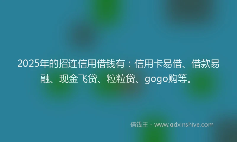 2025年的招连信用借钱有：信用卡易借、借款易融、现金飞贷、粒粒贷、gogo购等。