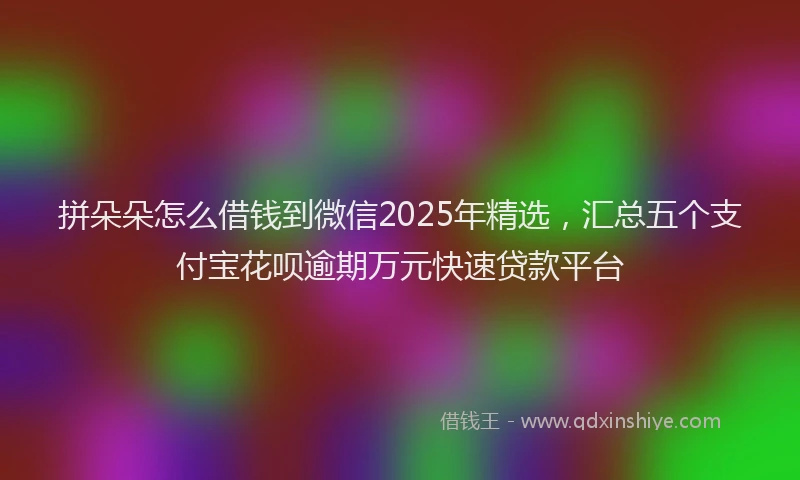 拼朵朵怎么借钱到微信2025年精选，汇总五个支付宝花呗逾期万元快速贷款平台