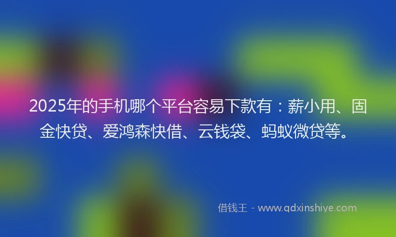 2025年的手机哪个平台容易下款有：薪小用、固金快贷、爱鸿森快借、云钱袋、蚂蚁微贷等。