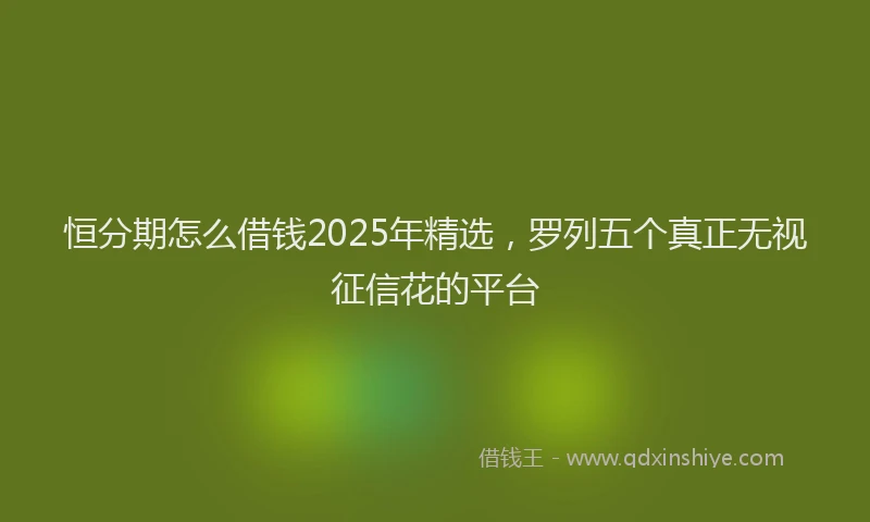 恒分期怎么借钱2025年精选，罗列五个真正无视征信花的平台