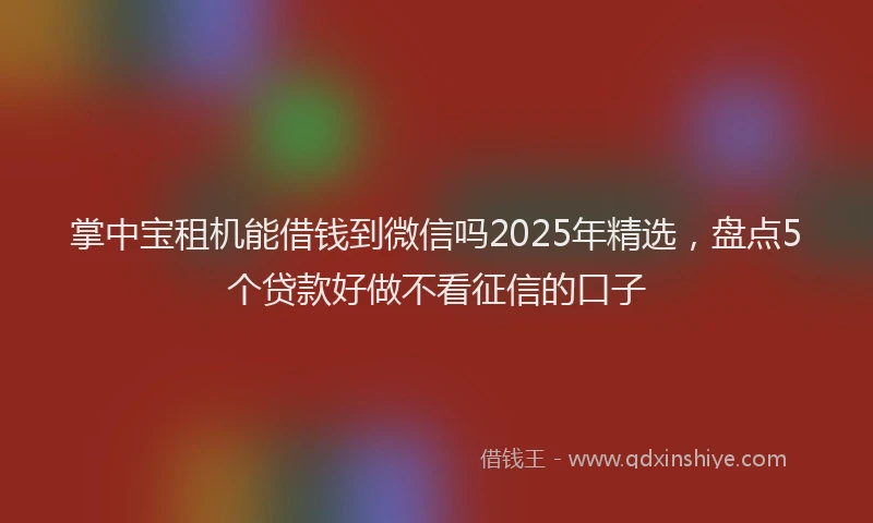 掌中宝租机能借钱到微信吗2025年精选，盘点5个贷款好做不看征信的口子