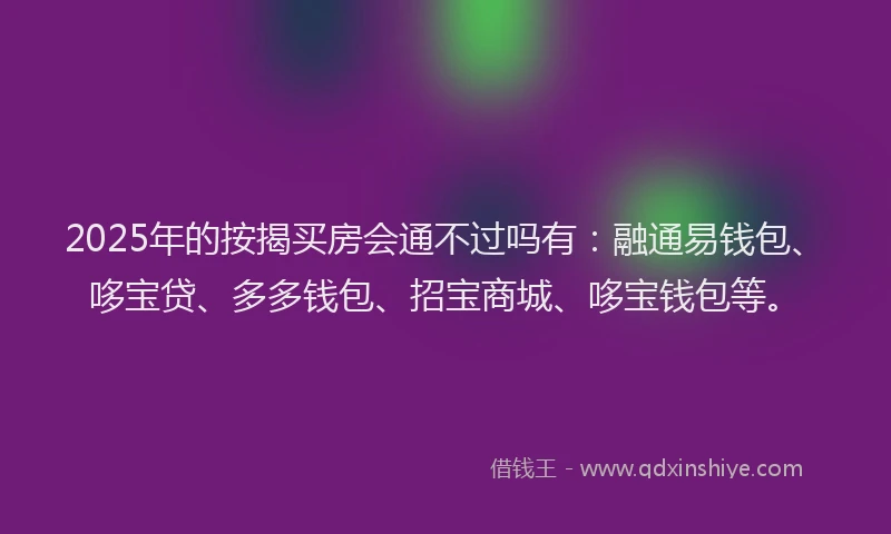 2025年的按揭买房会通不过吗有：融通易钱包、哆宝贷、多多钱包、招宝商城、哆宝钱包等。