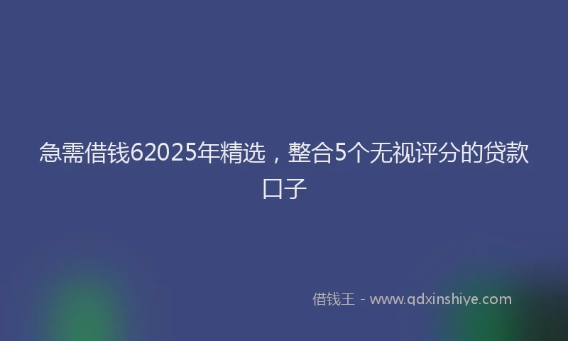 急需借钱62025年精选，整合5个无视评分的贷款口子