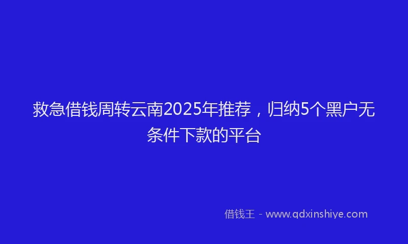 救急借钱周转云南2025年推荐，归纳5个黑户无条件下款的平台