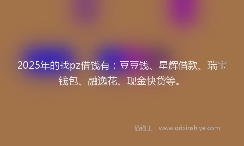 2025年的找pz借钱有：豆豆钱、星辉借款、瑞宝钱包、融逸花、现金快贷等。