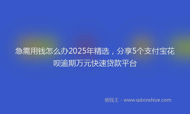 急需用钱怎么办2025年精选，分享5个支付宝花呗逾期万元快速贷款平台