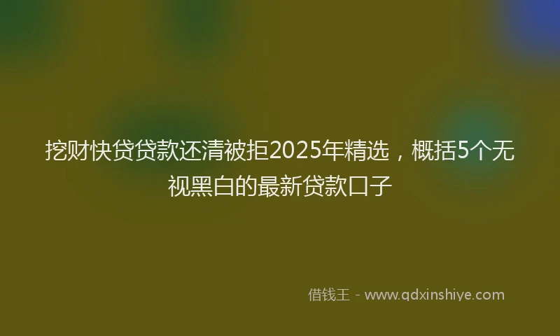 挖财快贷贷款还清被拒2025年精选，概括5个无视黑白的最新贷款口子
