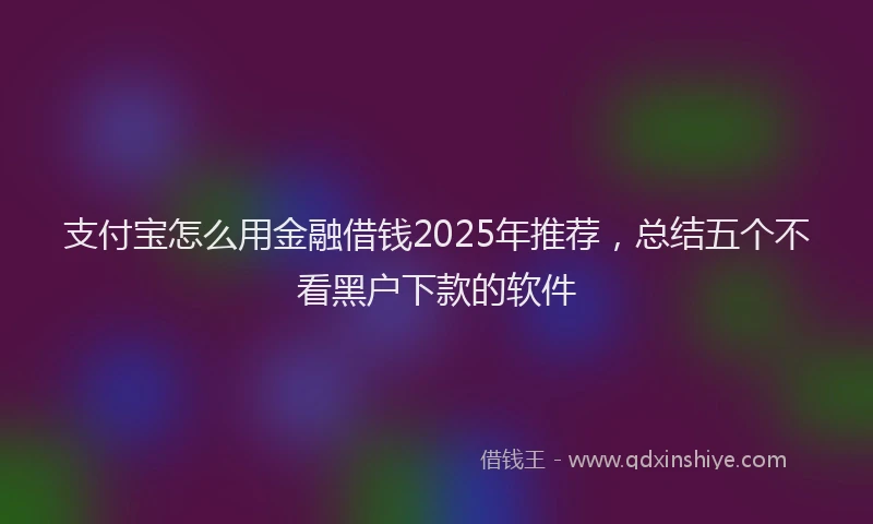 支付宝怎么用金融借钱2025年推荐，总结五个不看黑户下款的软件