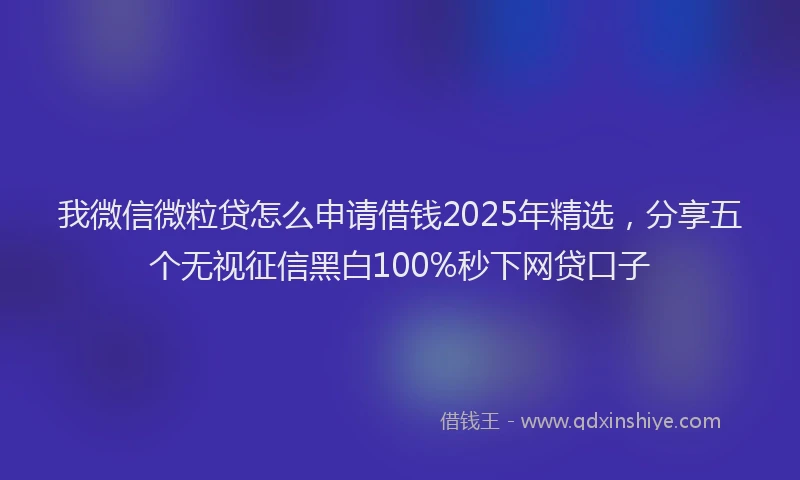 我微信微粒贷怎么申请借钱2025年精选，分享五个无视征信黑白100%秒下网贷口子