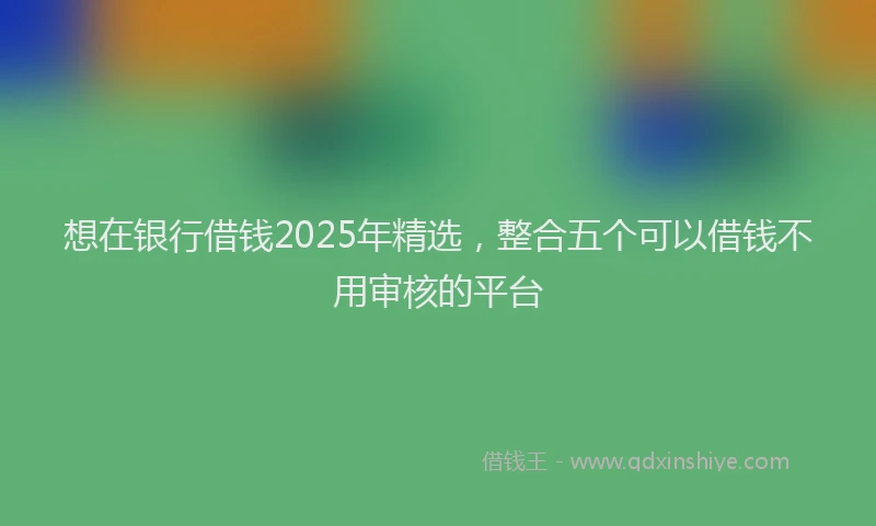 想在银行借钱2025年精选，整合五个可以借钱不用审核的平台