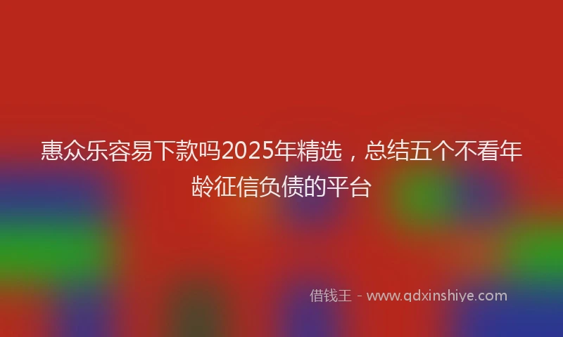 惠众乐容易下款吗2025年精选，总结五个不看年龄征信负债的平台