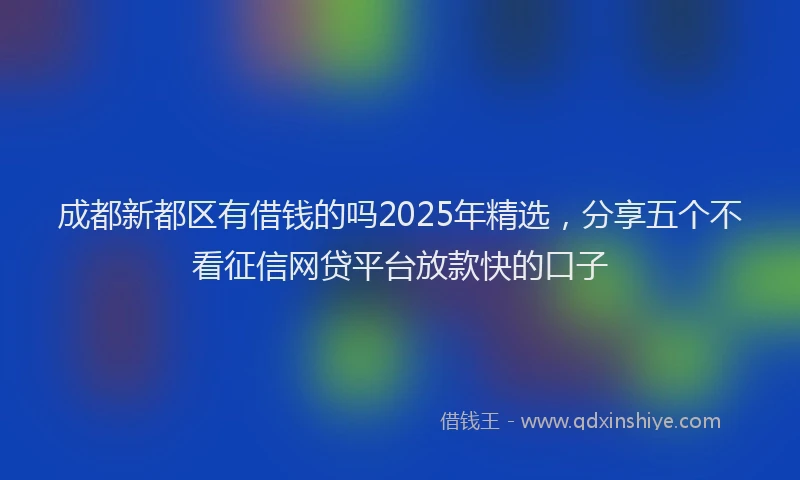 成都新都区有借钱的吗2025年精选，分享五个不看征信网贷平台放款快的口子