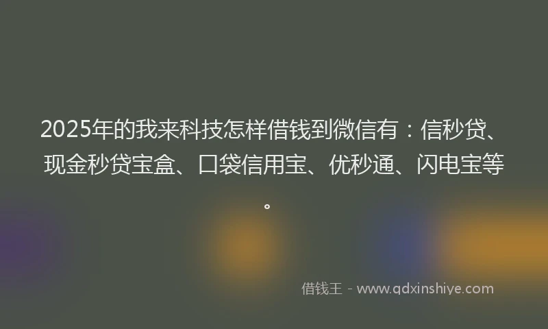 2025年的我来科技怎样借钱到微信有：信秒贷、现金秒贷宝盒、口袋信用宝、优秒通、闪电宝等。