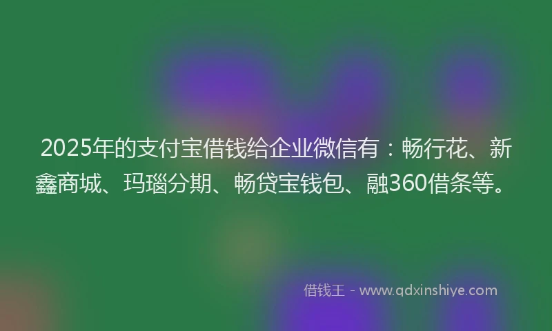 2025年的支付宝借钱给企业微信有：畅行花、新鑫商城、玛瑙分期、畅贷宝钱包、融360借条等。