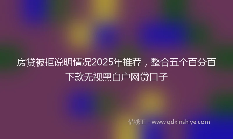 房贷被拒说明情况2025年推荐，整合五个百分百下款无视黑白户网贷口子