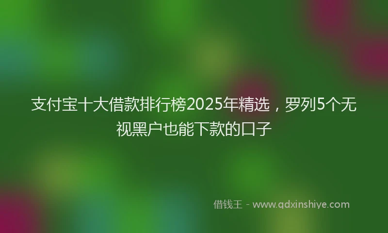支付宝十大借款排行榜2025年精选，罗列5个无视黑户也能下款的口子