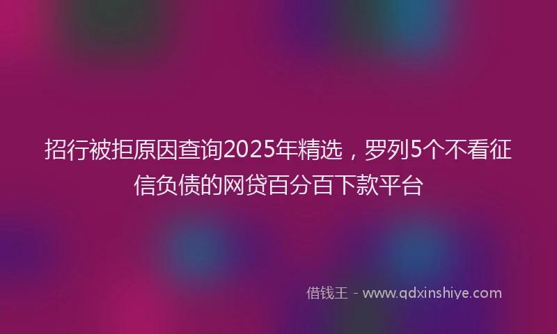 招行被拒原因查询2025年精选，罗列5个不看征信负债的网贷百分百下款平台