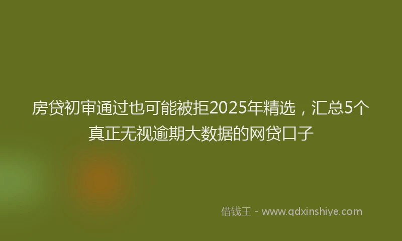 房贷初审通过也可能被拒2025年精选，汇总5个真正无视逾期大数据的网贷口子