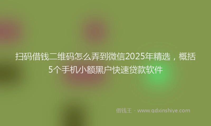 扫码借钱二维码怎么弄到微信2025年精选，概括5个手机小额黑户快速贷款软件