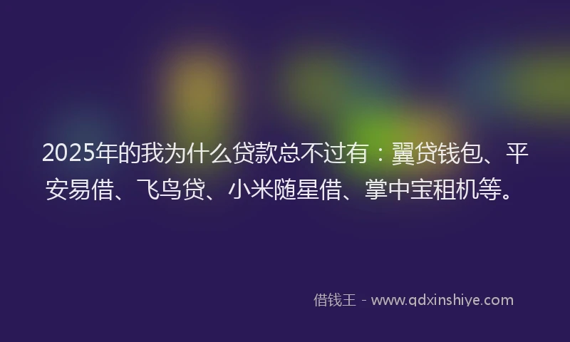 2025年的我为什么贷款总不过有：翼贷钱包、平安易借、飞鸟贷、小米随星借、掌中宝租机等。