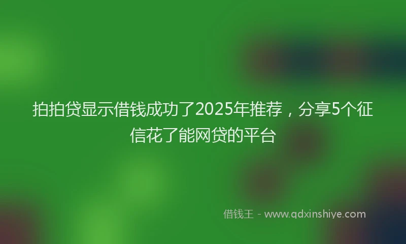 拍拍贷显示借钱成功了2025年推荐，分享5个征信花了能网贷的平台