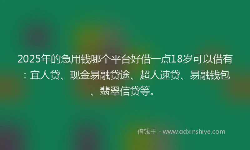 2025年的急用钱哪个平台好借一点18岁可以借有：宜人贷、现金易融贷途、超人速贷、易融钱包、翡翠信贷等。