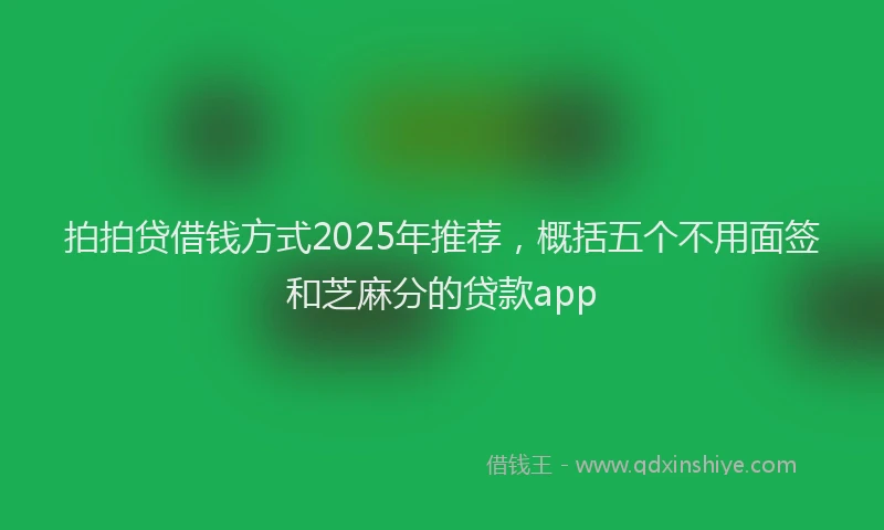 拍拍贷借钱方式2025年推荐，概括五个不用面签和芝麻分的贷款app