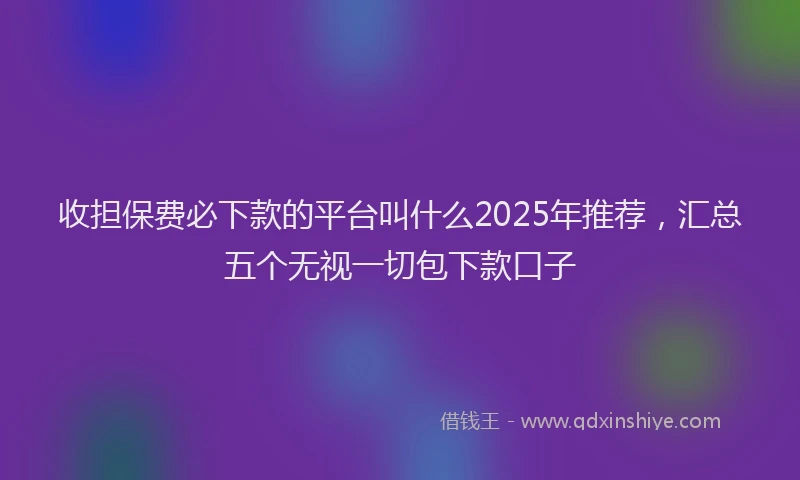 收担保费必下款的平台叫什么2025年推荐，汇总五个无视一切包下款口子