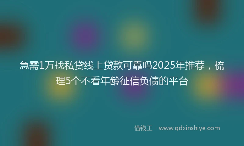 急需1万找私贷线上贷款可靠吗2025年推荐，梳理5个不看年龄征信负债的平台