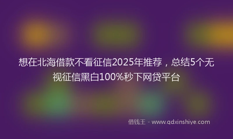 想在北海借款不看征信2025年推荐，总结5个无视征信黑白100%秒下网贷平台