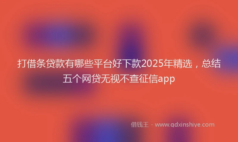 打借条贷款有哪些平台好下款2025年精选，总结五个网贷无视不查征信app