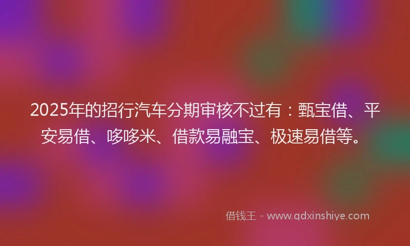 2025年的招行汽车分期审核不过有：甄宝借、平安易借、哆哆米、借款易融宝、极速易借等。