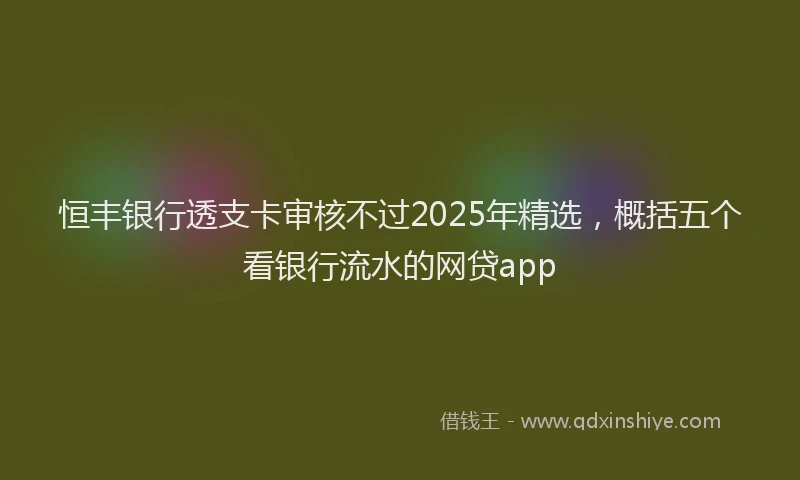 恒丰银行透支卡审核不过2025年精选，概括五个看银行流水的网贷app